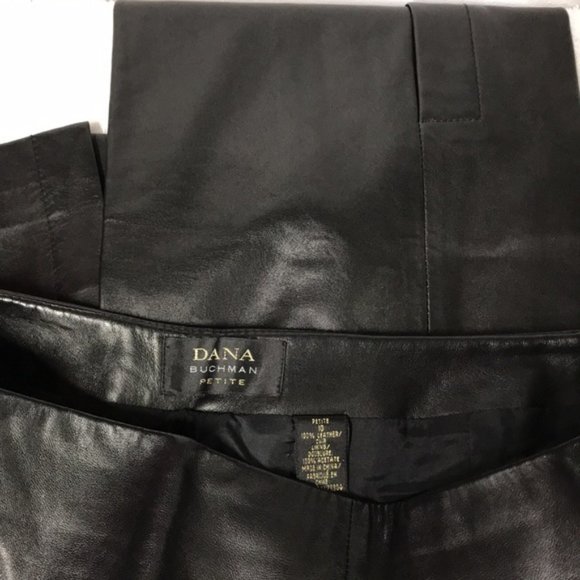 Charlotte By Dana Buchman Black Soft Leather Pants - Picture 9 of 9